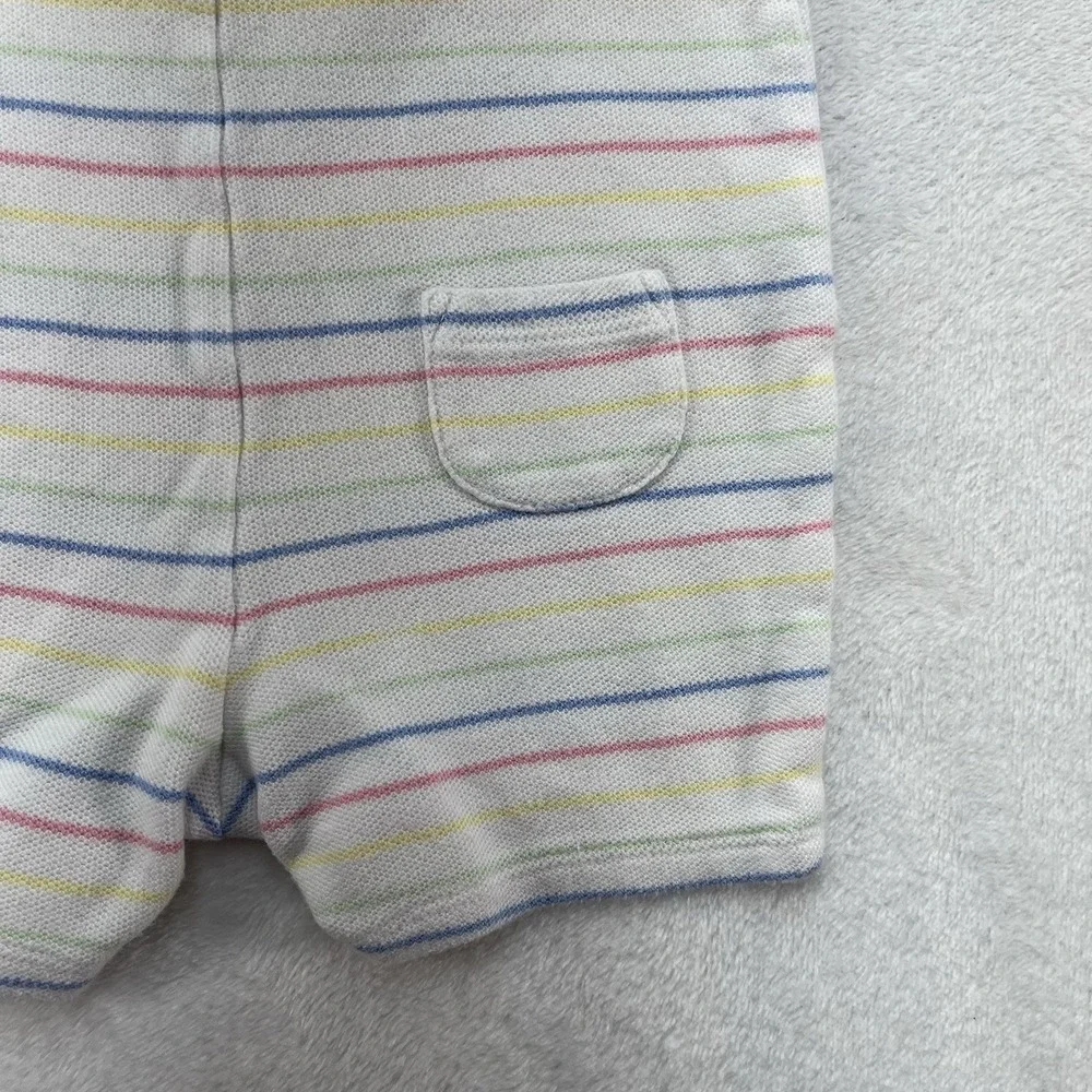 Janie and Jack Striped Romper Baby Boy 0-3m Cotton Pocket Preppy Coastal Summer
